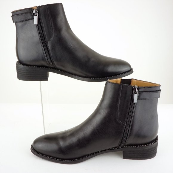 Franco Sarto Brandy, Black Leather Ankle Booties - Picture 4 of 5
